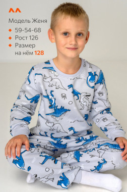 Хлопковая пижама для мальчика из футера с начесом Happyfox (серый)