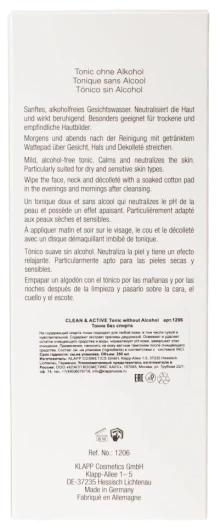 Тоник без спирта для лица / CLEAN &amp; ACTIVE 250 мл