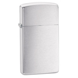 1600 Зажигалка ZIPPO Slim, латунь/сталь с покрытием Brushed Chrome, серебристый