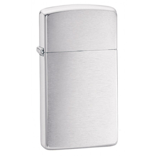 1600 Зажигалка ZIPPO Slim, латунь/сталь с покрытием Brushed Chrome, серебристый