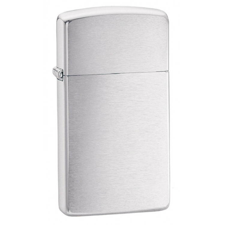 1600 Зажигалка ZIPPO Slim, латунь/сталь с покрытием Brushed Chrome, серебристый
