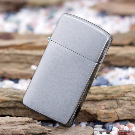 1600 Зажигалка ZIPPO Slim, латунь/сталь с покрытием Brushed Chrome, серебристый