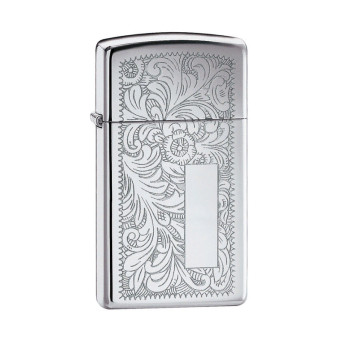 1652 Зажигалка ZIPPO Slim® Venetian, латунь/сталь с покрытием High Polish Chrome, серебристый