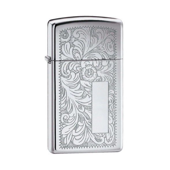 1652 Зажигалка ZIPPO Slim® Venetian, латунь/сталь с покрытием High Polish Chrome, серебристый
