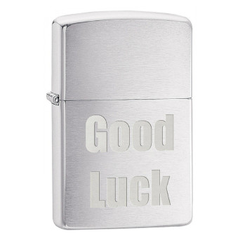 200 Зажигалка ZIPPO Good Luck, латунь/сталь с покрытием Brushed Chrome, серебристый