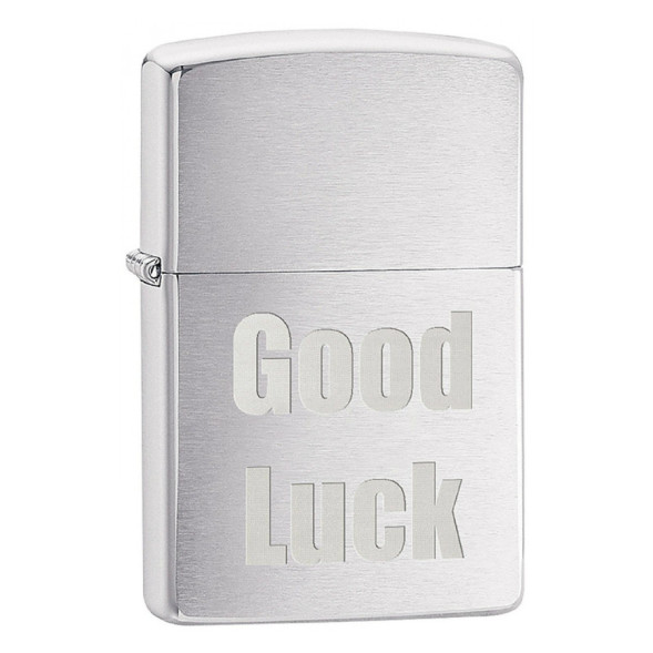 200 Зажигалка ZIPPO Good Luck, латунь/сталь с покрытием Brushed Chrome, серебристый