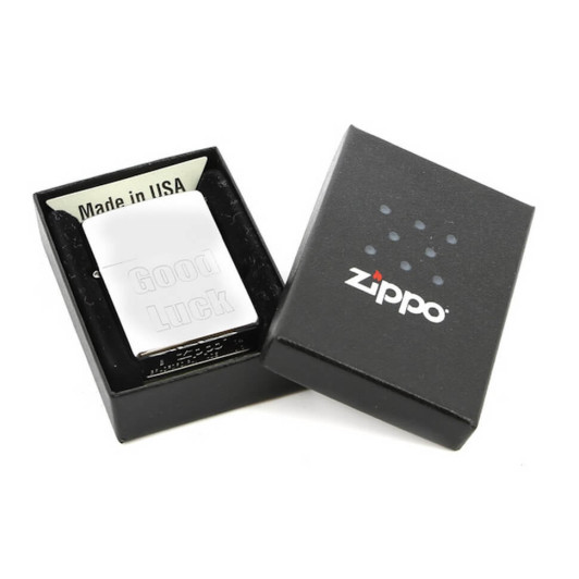 200 Зажигалка ZIPPO Good Luck, латунь/сталь с покрытием Brushed Chrome, серебристый