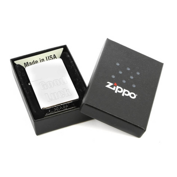 200 Зажигалка ZIPPO Good Luck, латунь/сталь с покрытием Brushed Chrome, серебристый