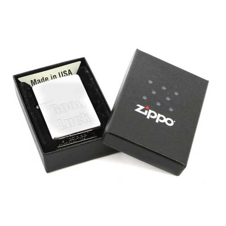 200 Зажигалка ZIPPO Good Luck, латунь/сталь с покрытием Brushed Chrome, серебристый