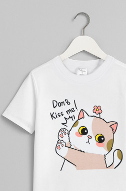 Детская хлопковая футболка Happyfox (белый.котик)