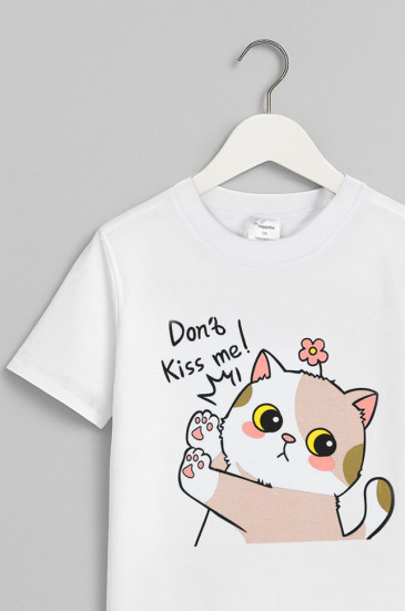 Детская хлопковая футболка Happyfox (белый.котик)