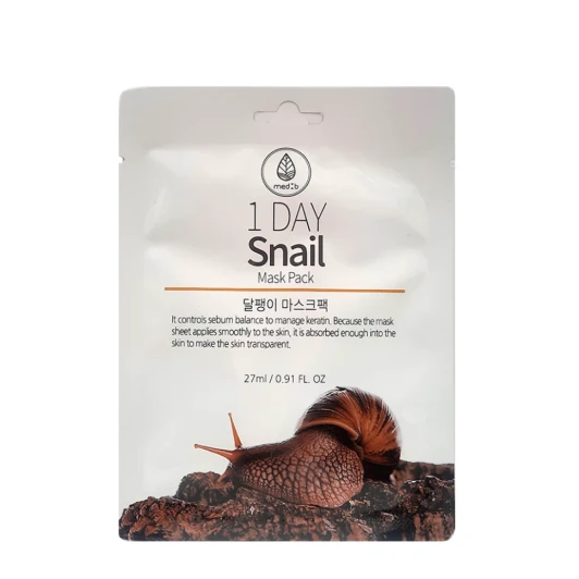 Маска тканевая с экстрактом муцина улитки / Med B 1 Day Snail Mask Pack 27 мл