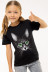 Футболка для девочки Happyfox (кот.в.очках,черный)