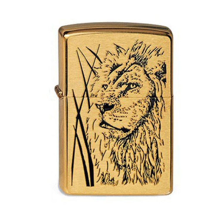 204B Зажигалка ZIPPO Proud Lion латунь/сталь с покрытием Brushed Brass, золотистый