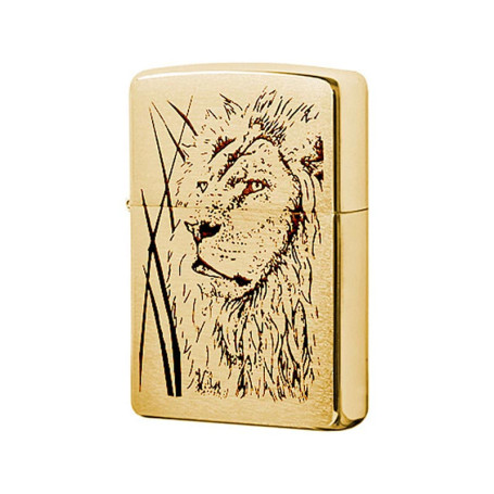 204B Зажигалка ZIPPO Proud Lion латунь/сталь с покрытием Brushed Brass, золотистый