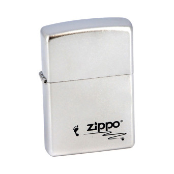 205 Зажигалка ZIPPO Footprints, латунь/сталь с покрытием Satin Chrome, серебристый