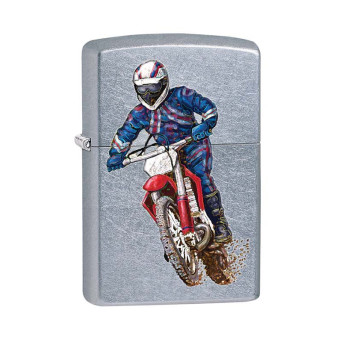 207 Зажигалка ZIPPO DIRT BIKE 2, латунь/сталь с покрытием Street Chrome™, серебристый
