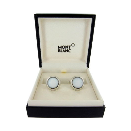 Montblanc 00104498 Запонки 3 кольца белый оникс