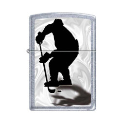 207 Зажигалка ZIPPO HOCKEY Хоккеист, латунь/сталь с покрытием Street Chrome, серебристый