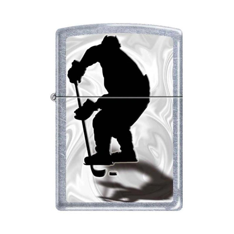 207 Зажигалка ZIPPO HOCKEY Хоккеист, латунь/сталь с покрытием Street Chrome, серебристый