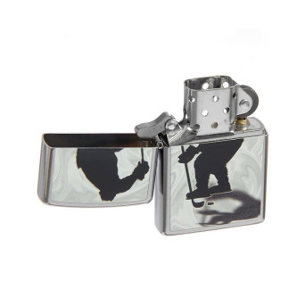 207 Зажигалка ZIPPO HOCKEY Хоккеист, латунь/сталь с покрытием Street Chrome, серебристый
