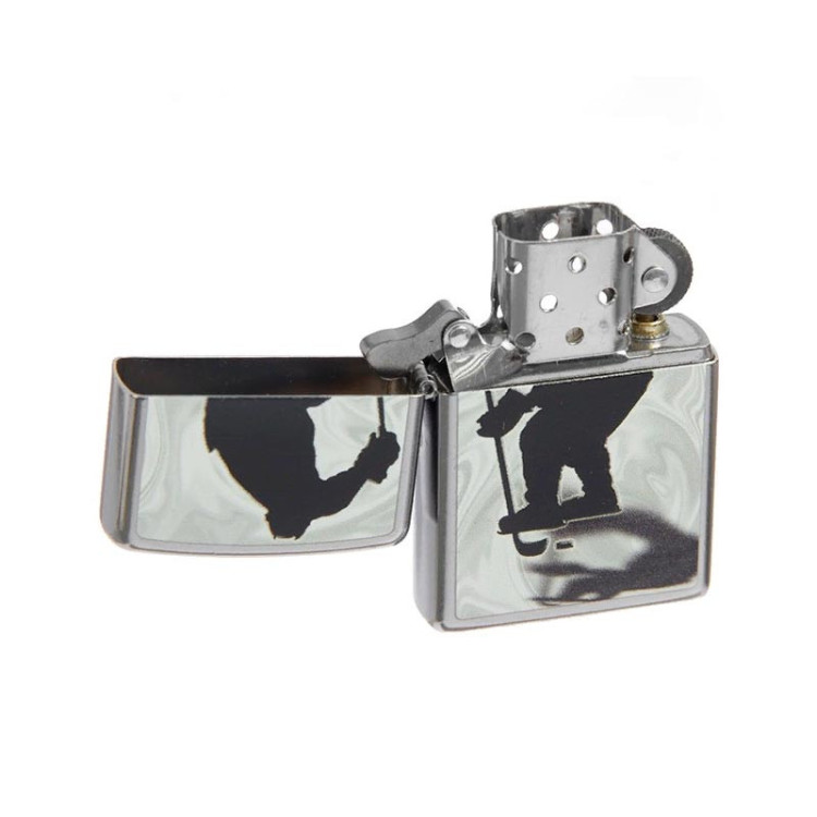 207 Зажигалка ZIPPO HOCKEY Хоккеист, латунь/сталь с покрытием Street Chrome, серебристый
