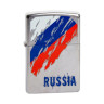 207 Зажигалка ZIPPO Russia Flag, латунь/сталь с покрытием Satin Chrome, серебристый