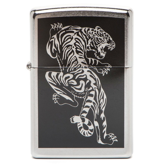 207 Зажигалка ZIPPO Tigre, латунь/сталь с покрытием Brushed Chrome
