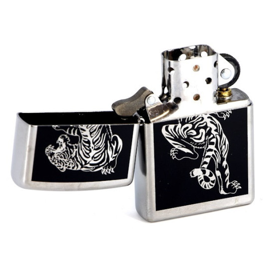 207 Зажигалка ZIPPO Tigre, латунь/сталь с покрытием Brushed Chrome