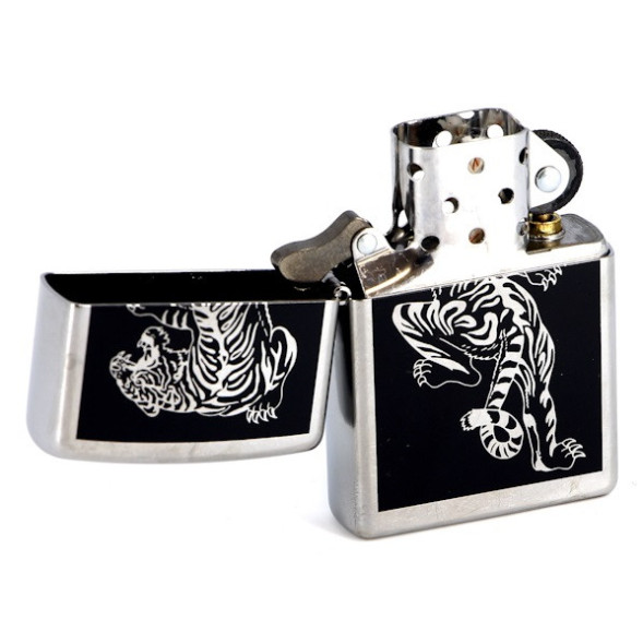 207 Зажигалка ZIPPO Tigre, латунь/сталь с покрытием Brushed Chrome