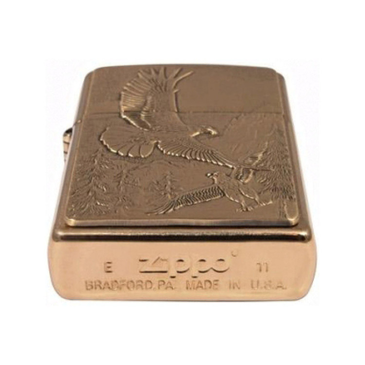 20854 Зажигалка ZIPPO Eagles, латунь/сталь с покрытием Brushed Brass, золотистый