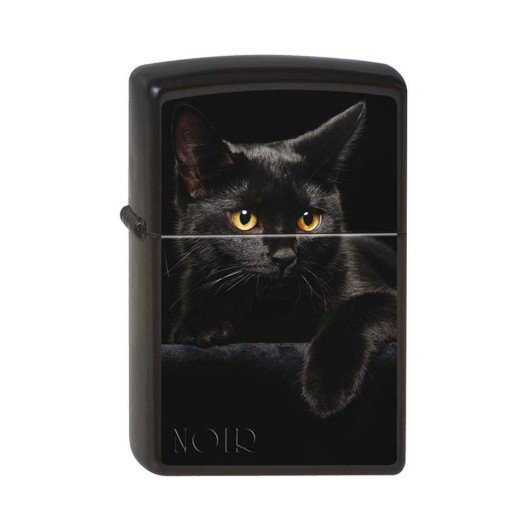 218 CAT Зажигалка ZIPPO Чёрная кошка, латунь/сталь с покрытием Black Matte, черный
