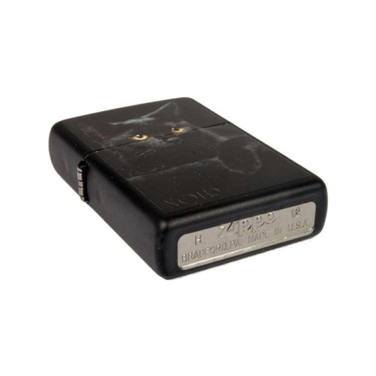 218 CAT Зажигалка ZIPPO Чёрная кошка, латунь/сталь с покрытием Black Matte, черный