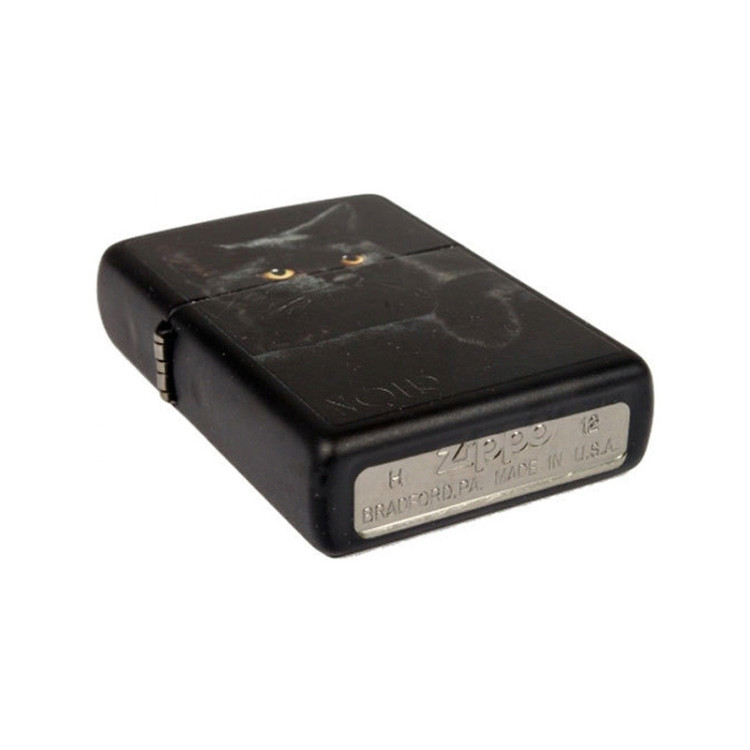 218 CAT Зажигалка ZIPPO Чёрная кошка, латунь/сталь с покрытием Black Matte, черный