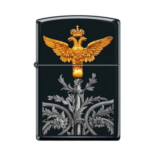218 Зажигалка ZIPPO RUSSIAN COAT OF ARMS, латунь/сталь с покрытием Black Matte