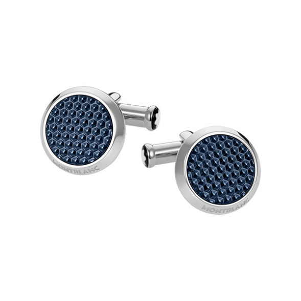 Montblanc 00112904 Запонки сталь лак вставка Blue