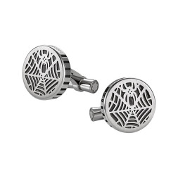Montblanc 00114708 Запонки кругл сталь декор паутина