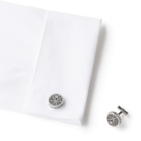 Montblanc 00114708 Запонки кругл сталь декор паутина