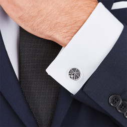 Montblanc 00114708 Запонки кругл сталь декор паутина