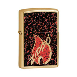 24193 Зажигалка ZIPPO Retro Flame, латунь/сталь с покрытием High Polish Brass, золотистый