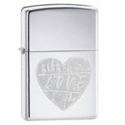 24198 Зажигалка ZIPPO For The Love, латунь/сталь с покрытием High Polish Chrome, УЦЕНКА