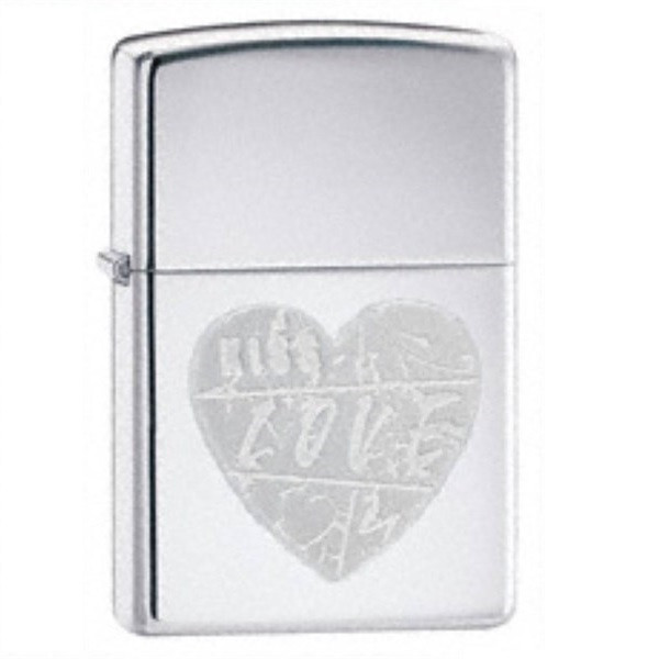 24198 Зажигалка ZIPPO For The Love, латунь/сталь с покрытием High Polish Chrome, УЦЕНКА