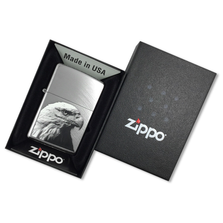 24647 Зажигалка ZIPPO EAGLE HEAD, латунь/сталь с покрытием Chrome Arch, серебристый