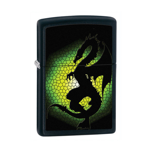 28135 Зажигалка ZIPPO Dragon, латунь/сталь с покрытием Black Matte, черный