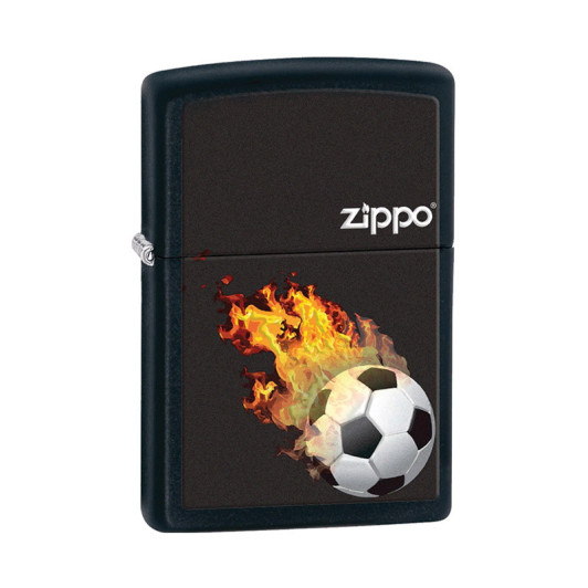 28302 Зажигалка ZIPPO Soccer, латунь/сталь с покрытием Black Matte, черный