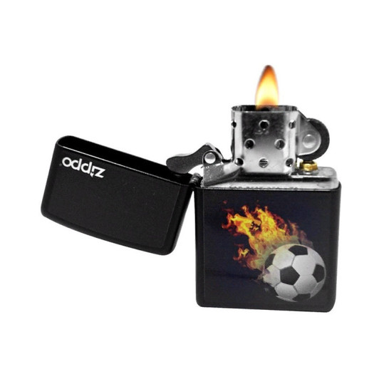 28302 Зажигалка ZIPPO Soccer, латунь/сталь с покрытием Black Matte, черный