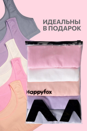 Майка-топ в рубчик для девочки 5шт. Happyfox (рубчик.пастель)