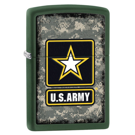 28631 Зажигалка ZIPPO US Army, латунь с покрытием Green Matte, зеленый