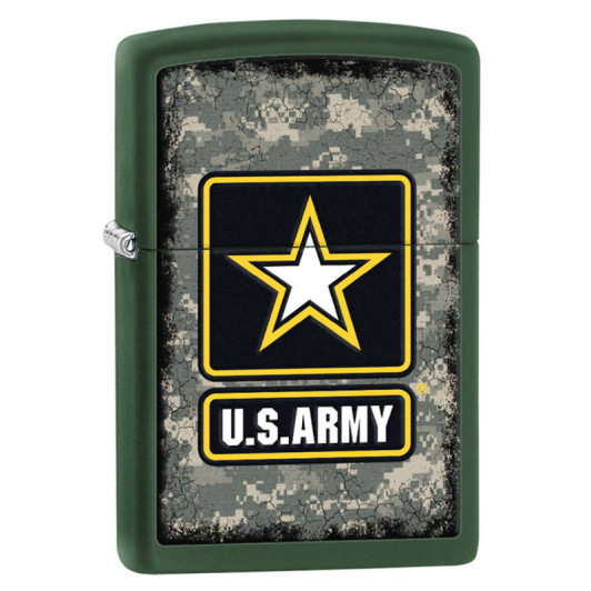 28631 Зажигалка ZIPPO US Army, латунь с покрытием Green Matte, зеленый