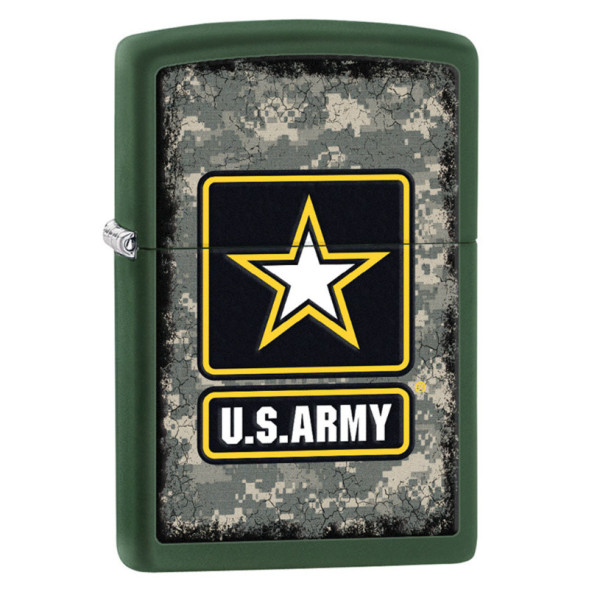 28631 Зажигалка ZIPPO US Army, латунь с покрытием Green Matte, зеленый